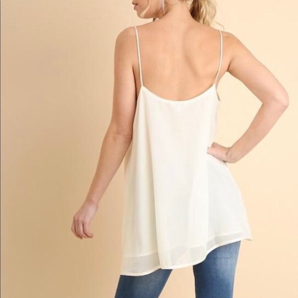 Last 1! Umgee chiffon strappy cream camisole small - Picture 6 of 10
